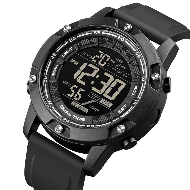 Чоловічий годинник Skmei 1762BK All Black тактичний водонепроникний 10 ATM