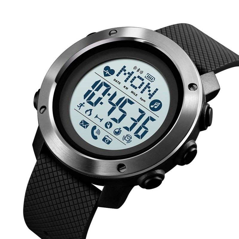 Чоловічий тактичний годинник Skmei 1511BK All Black з компасом та електронним циферблатом