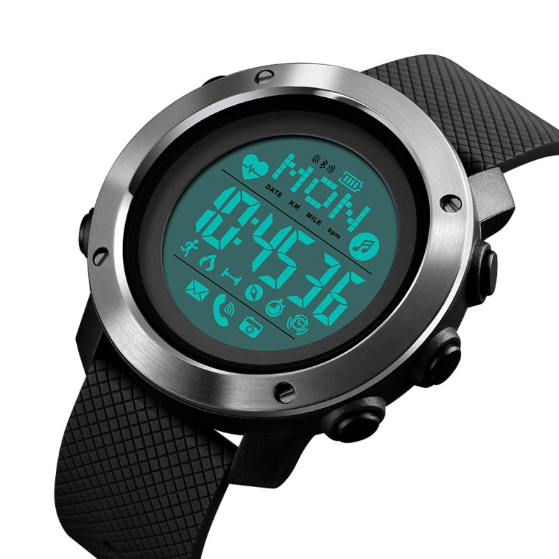 Чоловічий тактичний годинник Skmei 1511BK All Black з компасом та електронним циферблатом
