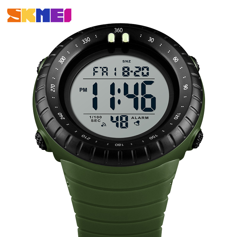 Мужские тактические часы Skmei 1420AG Army Green с защитой 5 ATM и будильником