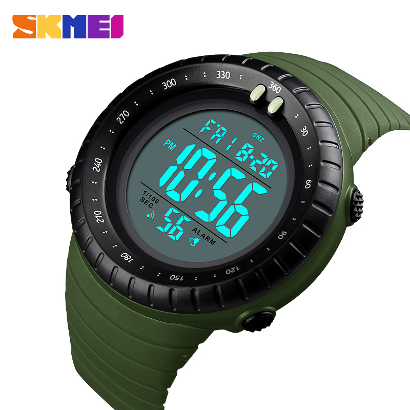Мужские тактические часы Skmei 1420AG Army Green с защитой 5 ATM и будильником