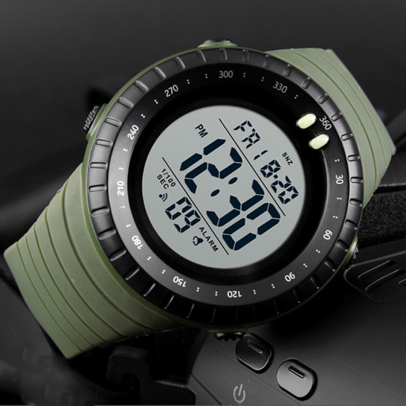 Мужские тактические часы Skmei 1420AG Army Green с защитой 5 ATM и будильником