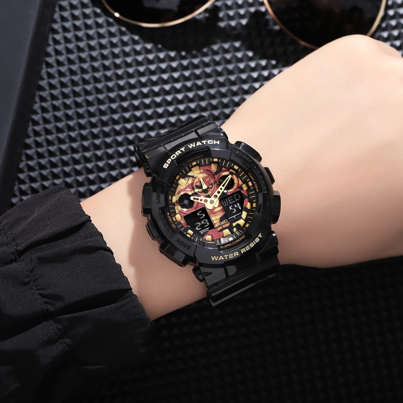 Мужские спортивные часы Skmei 1832CMBKGD Black-Gold Camo с водонепроницаемостью 5 ATM и будильником