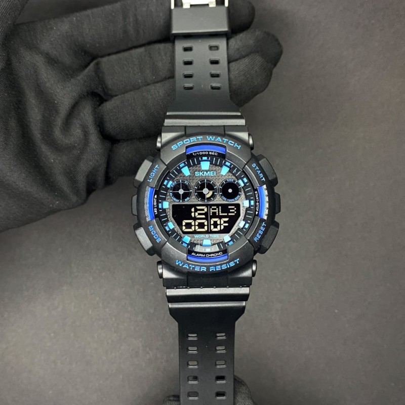 Чоловічий спортивний годинник Skmei 1857RD Black-Red з електронним циферблатом та підсвічуванням