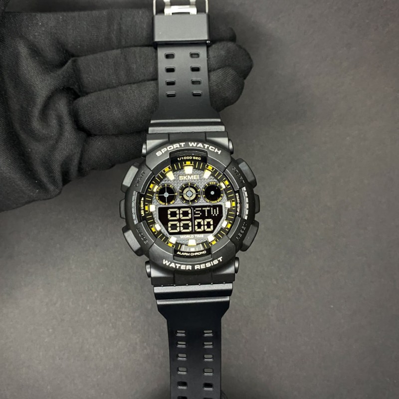 Чоловічий спортивний годинник Skmei 1857RD Black-Red з електронним циферблатом та підсвічуванням