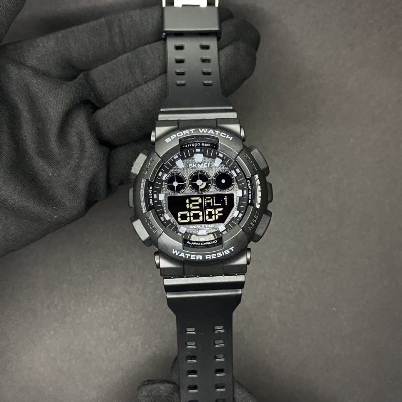 Чоловічий спортивний годинник Skmei 1857RD Black-Red з електронним циферблатом та підсвічуванням