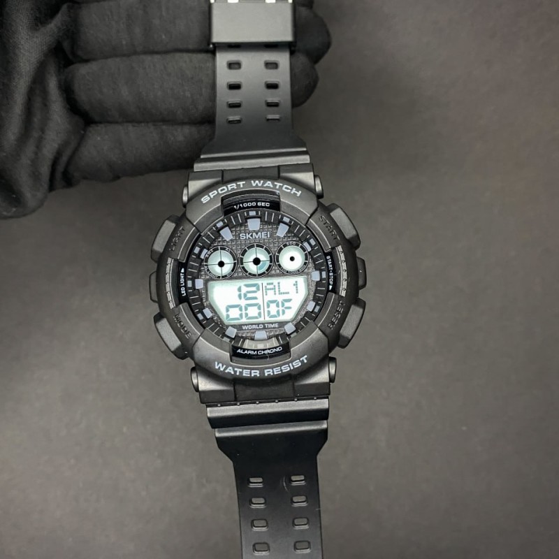 Чоловічий спортивний годинник Skmei 1857RD Black-Red з електронним циферблатом та підсвічуванням
