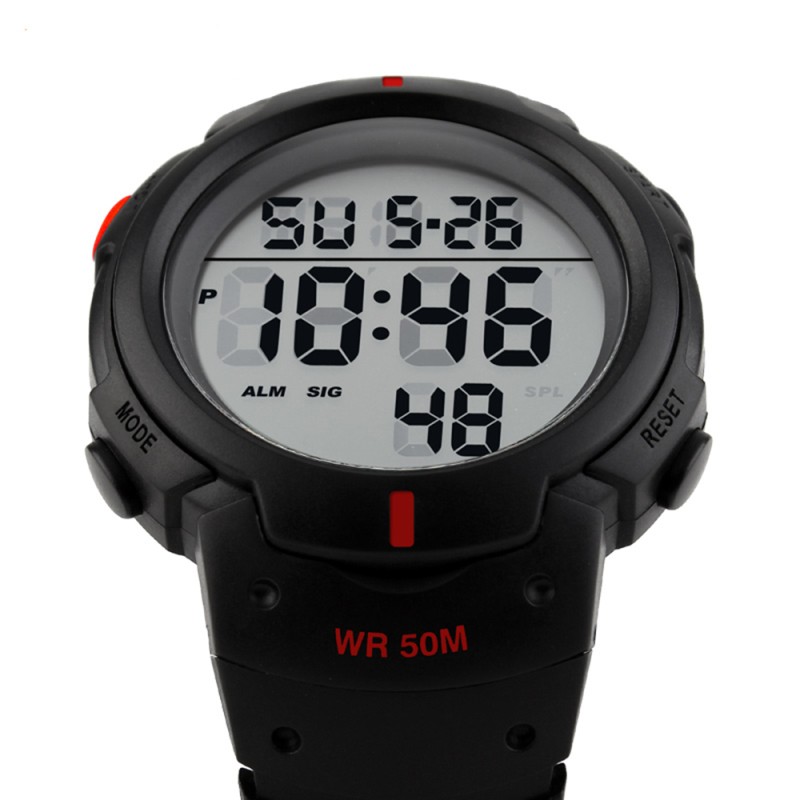 Мужские спортивные часы Skmei 1068RD Black-Red с электронным циферблатом и подсветкой