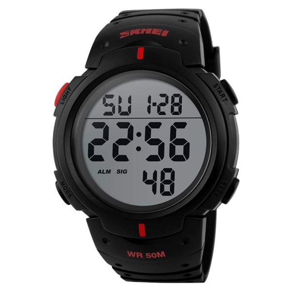 Мужские спортивные часы Skmei 1068RD Black-Red с электронным циферблатом и подсветкой