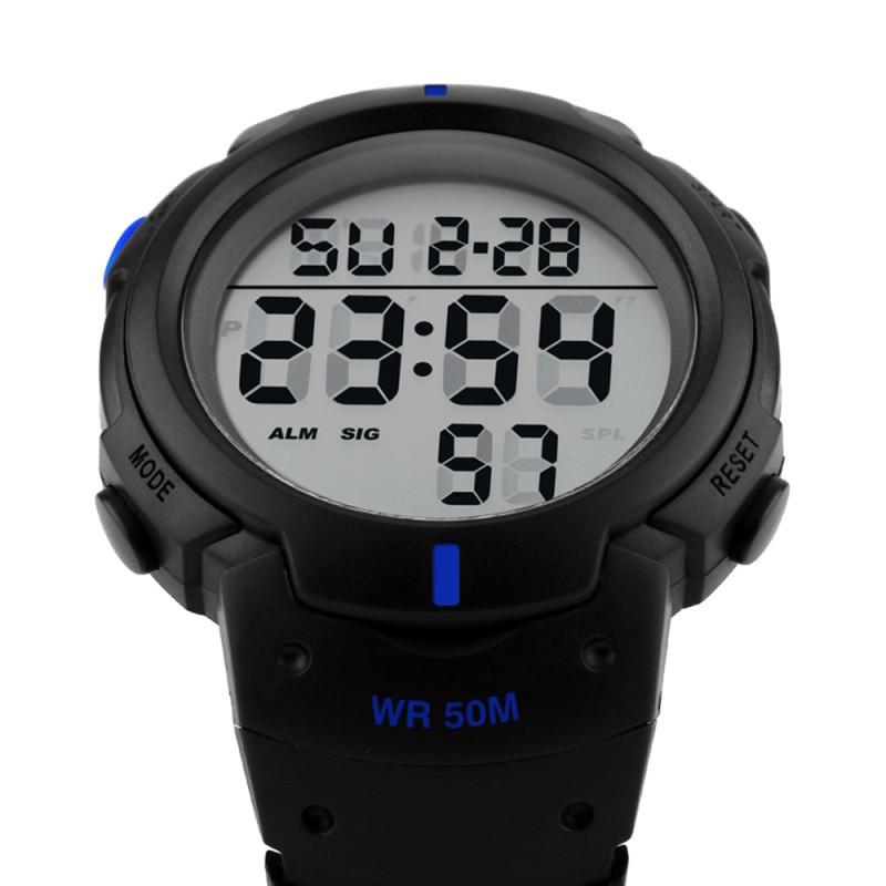 Мужские спортивные часы Skmei 1068BU Black-Blue с подсветкой и защитой 5 ATM