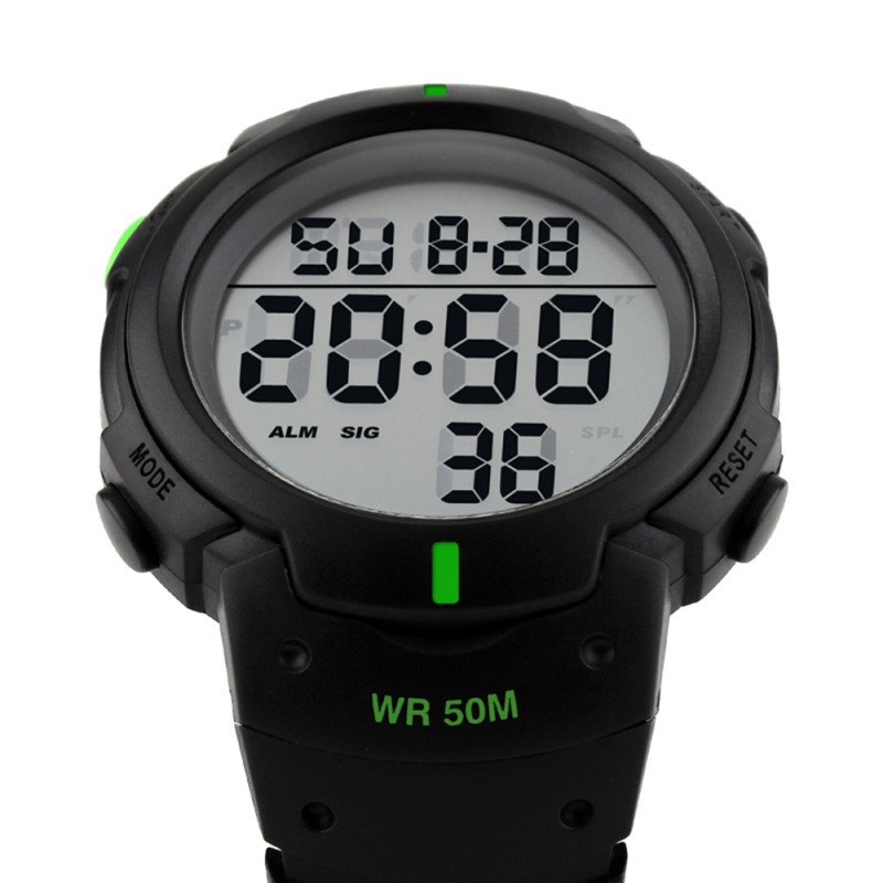 Мужские тактические часы Skmei 1068GN Black-Green с электронным циферблатом и подсветкой