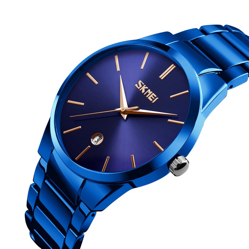 Чоловічий класичний годинник Skmei 9140BU Blue з металевим браслетом та мінеральним склом