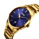 Чоловічий класичний годинник Skmei 9140GDBU Gold-Blue з металевим браслетом та синім циферблатом