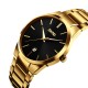 Чоловічий класичний годинник Skmei 9140GDBK Gold-Black з металевим браслетом та календарем