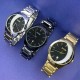 Чоловічий класичний годинник Skmei 9140GDBK Gold-Black з металевим браслетом та календарем