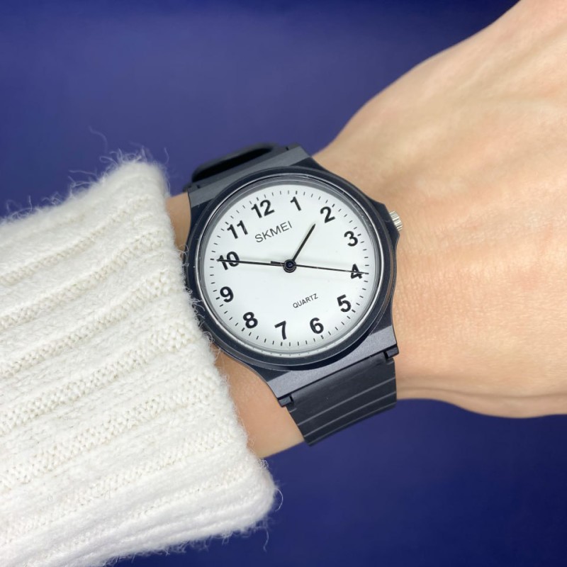 Жіночий годинник Skmei 1419BKWT-NM Black White класичний зі стрілковим циферблатом