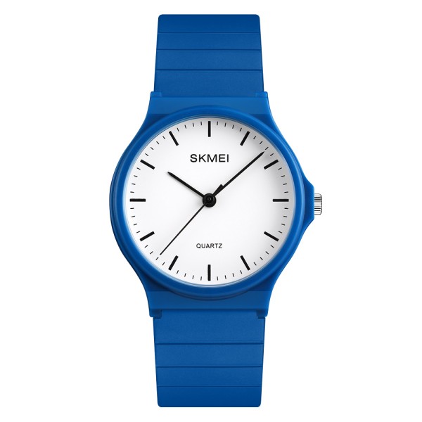 Жіночий годинник Skmei 1419BU Blue з синім поліуретановим ремінцем та білим циферблатом