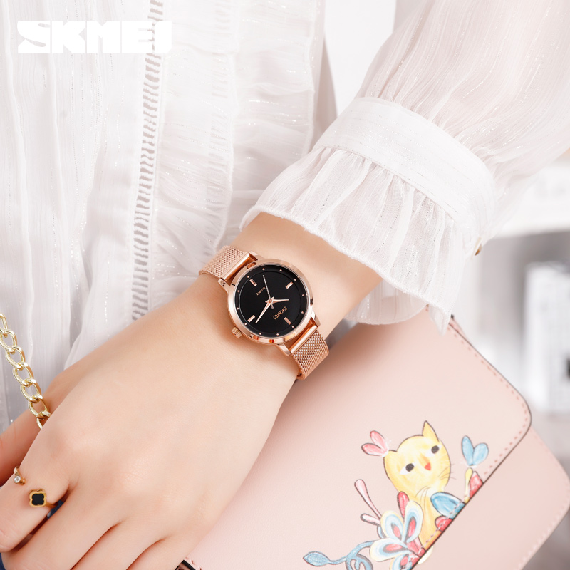Жіночий годинник Skmei 1528RG Rose Gold з металевим браслетом та мінеральним склом