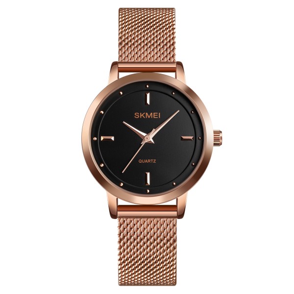 Жіночий годинник Skmei 1528RG Rose Gold з металевим браслетом та мінеральним склом