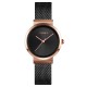 Жіночий класичний годинник Skmei 1595RGBK Rose Gold-Black з мінеральним склом та металевим браслетом