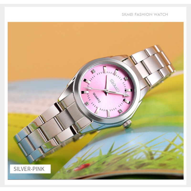 Жіночий годинник Skmei 1620SIPK Silver-Pink зі сріблястим браслетом та рожевим циферблатом