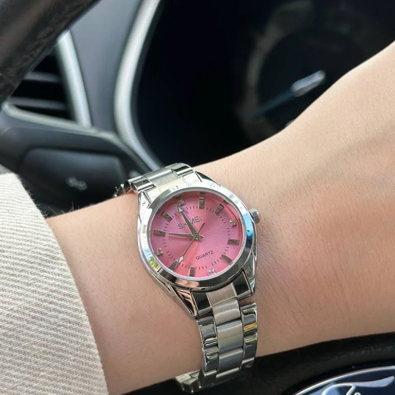 Жіночий годинник Skmei 1620SIPK Silver-Pink зі сріблястим браслетом та рожевим циферблатом