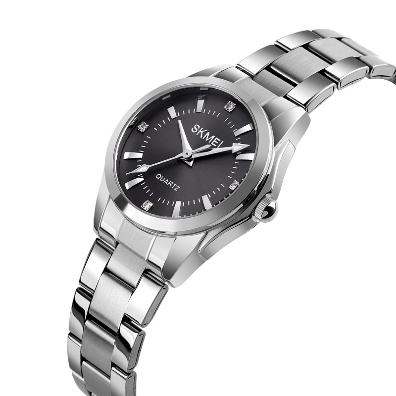 Жіночий класичний годинник Skmei 1620SIBK Silver-Black зі сріблястим металевим браслетом