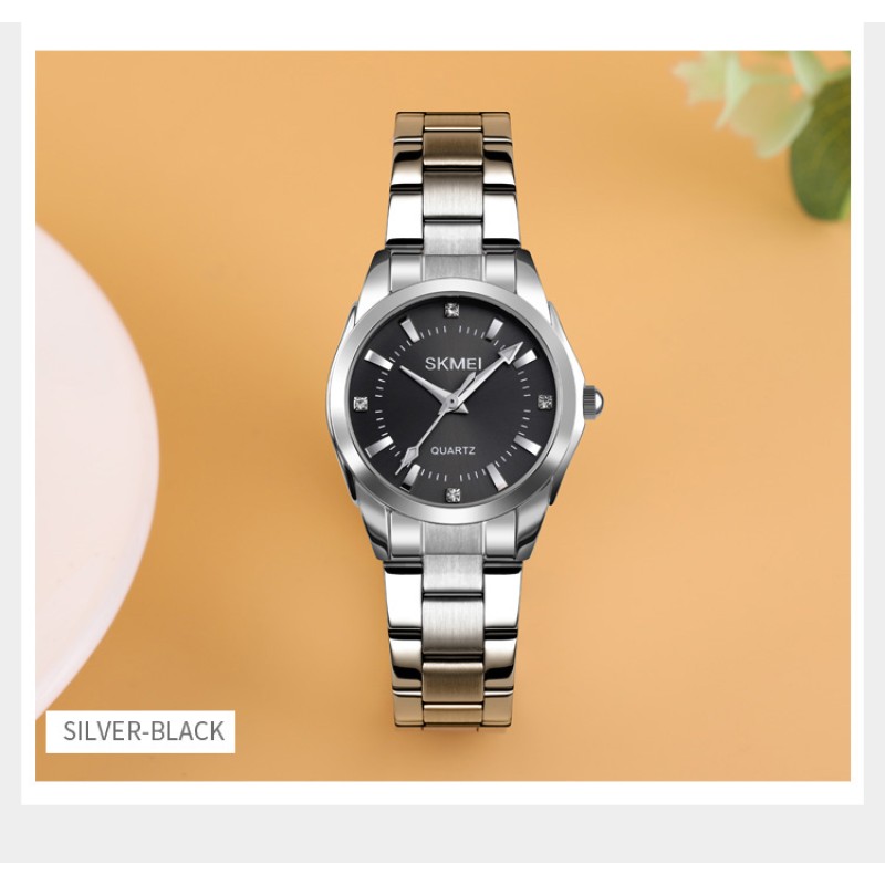 Жіночий класичний годинник Skmei 1620SIBK Silver-Black зі сріблястим металевим браслетом