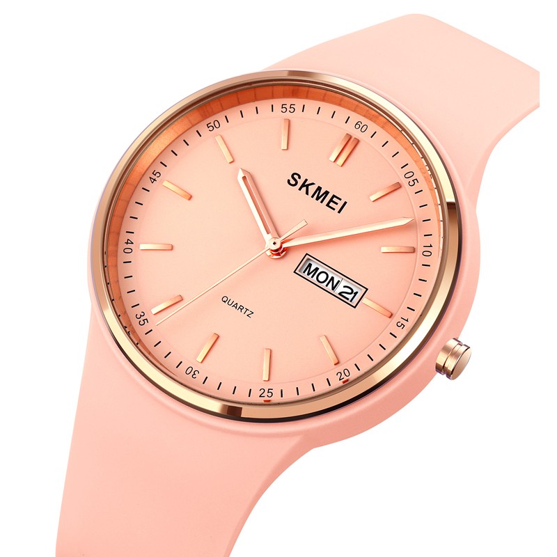 Жіночий годинник Skmei 1747PK Pink у рожевому кольорі з силіконовим ремінцем та мінеральним склом