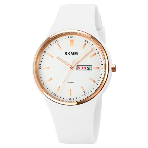 Женские часы Skmei 1747WT White с белым силиконовым ремешком и минеральным стеклом