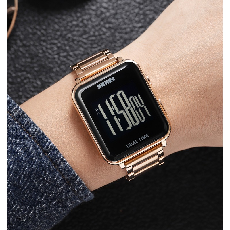 Чоловічий електронний годинник Skmei 1852RG Rose Gold у кольорі Рожеве золото з підсвічуванням