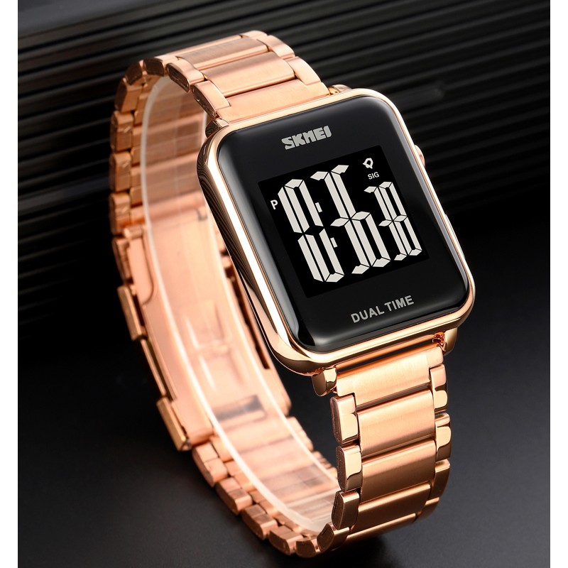 Чоловічий електронний годинник Skmei 1852RG Rose Gold у кольорі Рожеве золото з підсвічуванням