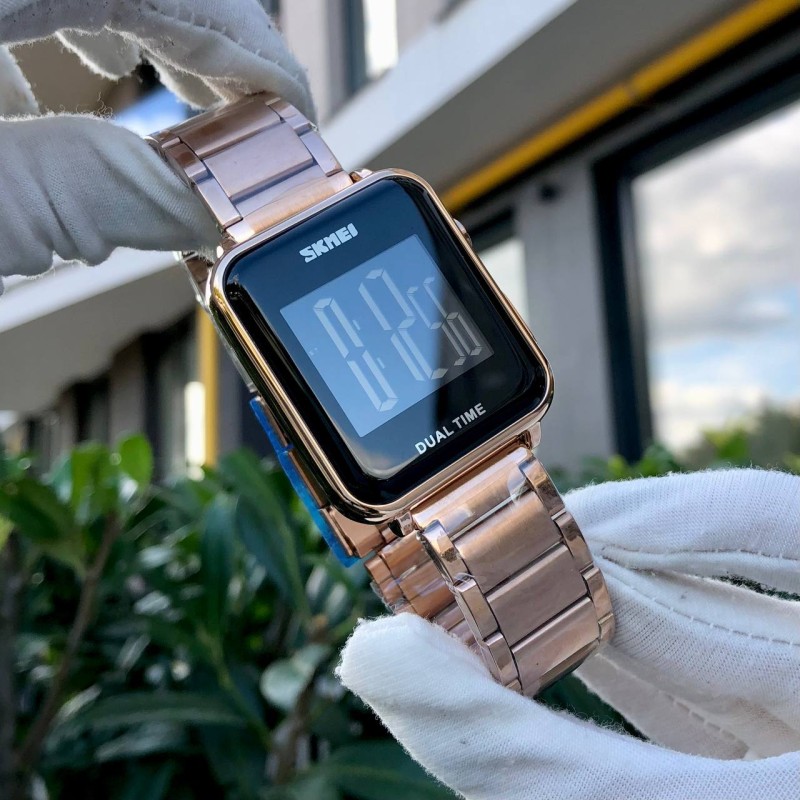 Чоловічий електронний годинник Skmei 1852RG Rose Gold у кольорі Рожеве золото з підсвічуванням