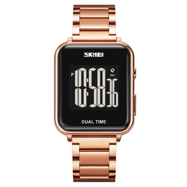 Чоловічий електронний годинник Skmei 1852RG Rose Gold у кольорі Рожеве золото з підсвічуванням