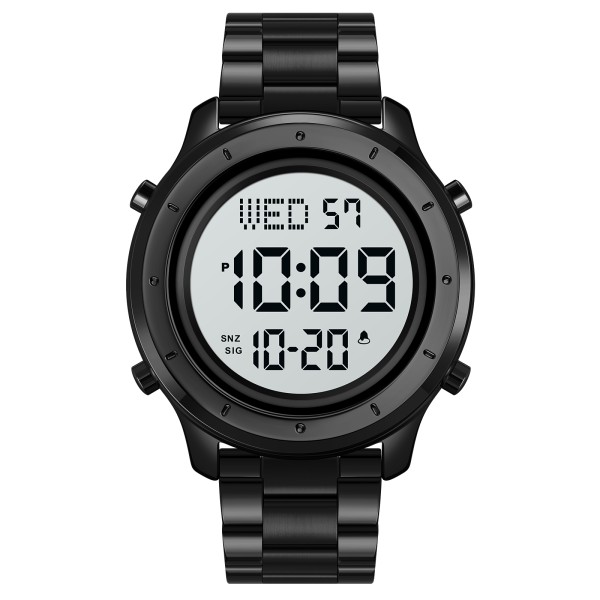 Чоловічий годинник Skmei 1864SBKWT Black-White Steel з електронним циферблатом та металевим браслетом