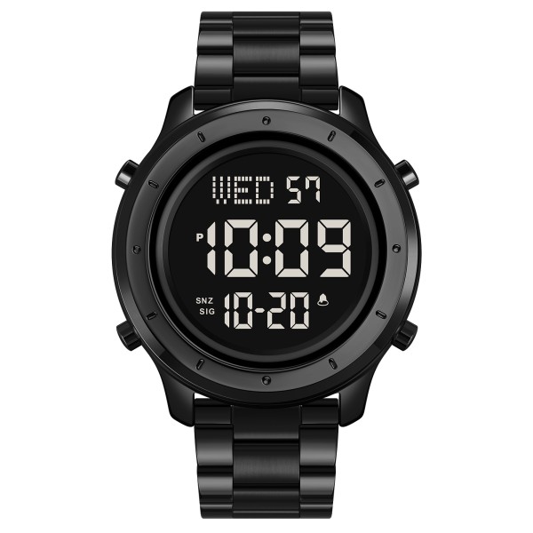 Чоловічий годинник Skmei 1864SBKBK Black-Black Steel з електронним циферблатом та підсвічуванням