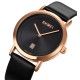 Женские классические часы Skmei 1907RG Rose Gold с минеральным стеклом и кожаным ремешком