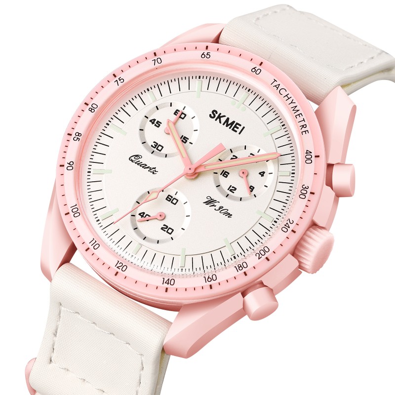 Жіночий годинник Skmei 1982PK Pink з хронографом та мінеральним склом