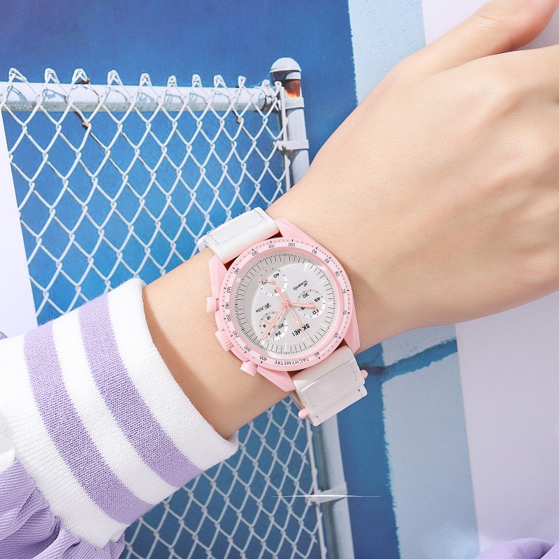 Жіночий годинник Skmei 1982PK Pink з хронографом та мінеральним склом