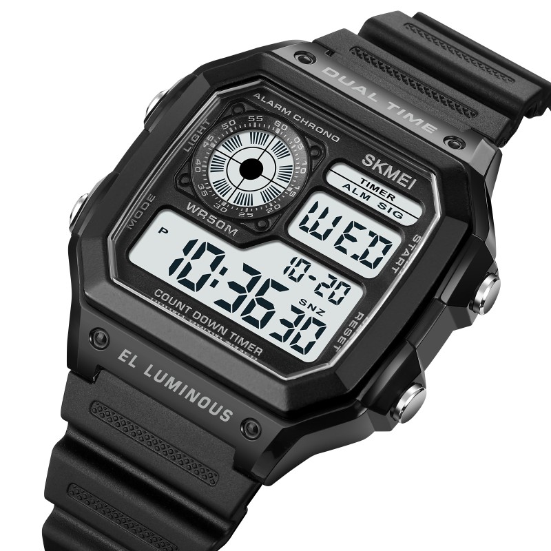 Годинник Skmei 1998BK Black — спортивний електронний годинник з підсвічуванням та захистом 5 ATM