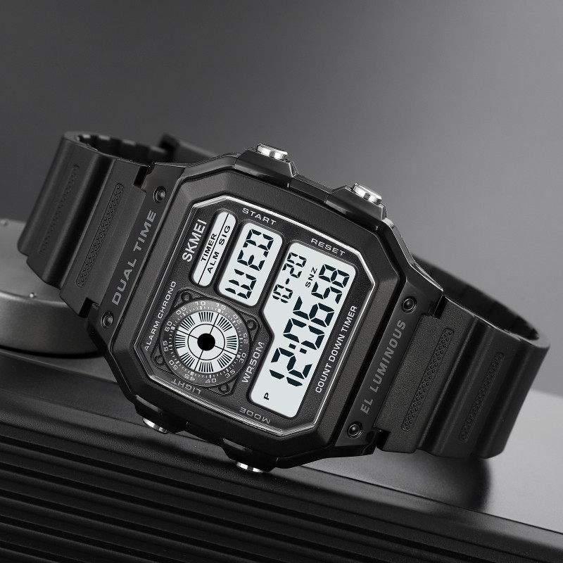 Годинник Skmei 1998BK Black — спортивний електронний годинник з підсвічуванням та захистом 5 ATM