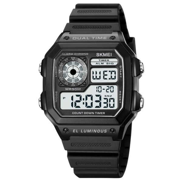 Годинник Skmei 1998BK Black — спортивний електронний годинник з підсвічуванням та захистом 5 ATM