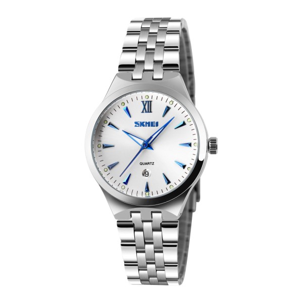 Жіночий годинник Skmei 9071BU-S Blue Lady зі сріблястим браслетом та мінеральним склом