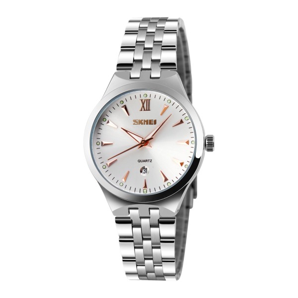 Жіночий класичний годинник Skmei 9071RG-S Rose Gold Lady зі сріблястим браслетом та датою