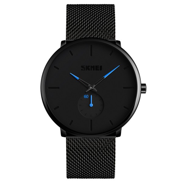 Мужские классические часы Skmei 9185BU Blue STOPPED с металлическим браслетом