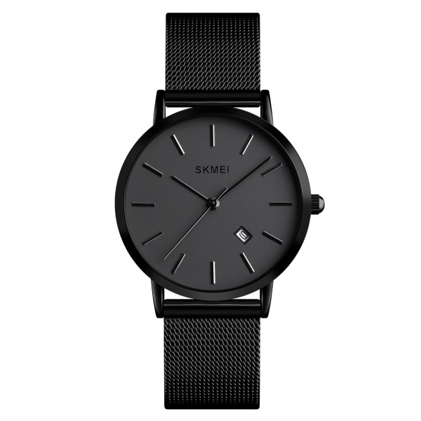 Жіночий годинник Skmei 1530BK Black у класичному стилі з металевим браслетом та індикацією дати