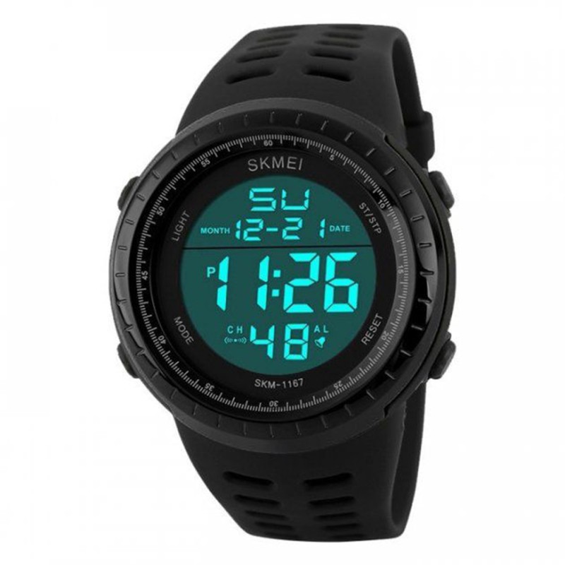 Чоловічий спортивний годинник Skmei 1167BK Black з електронним циферблатом та захистом від води 5 ATM