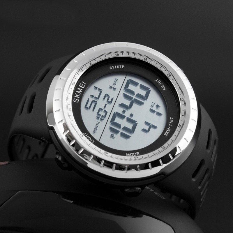 Чоловічий спортивний годинник Skmei 1167BK Black з електронним циферблатом та захистом від води 5 ATM