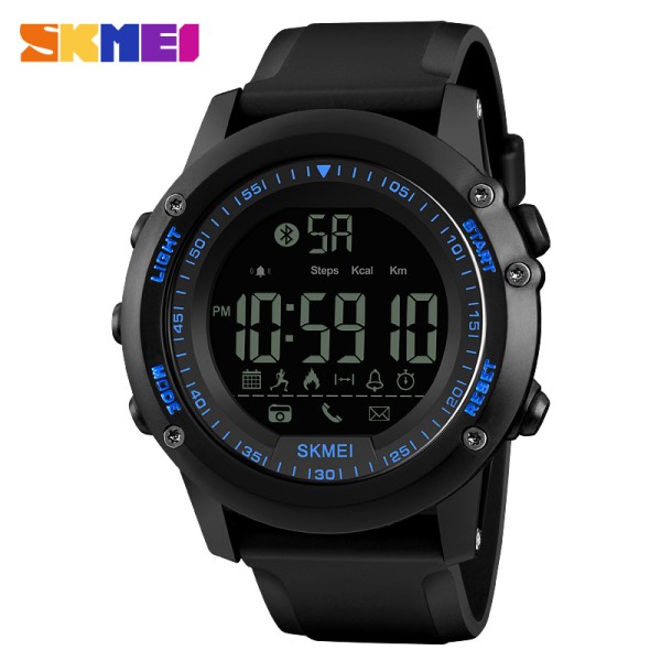 Чоловічий спортивний годинник Skmei 1321BU Blue Bluetooth з крокоміром та захистом 5 ATM