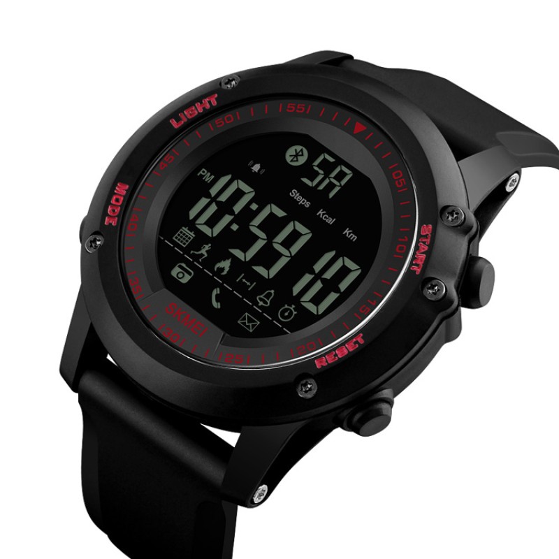 Чоловічий спортивний годинник Skmei 1321RD Red Bluetooth з електронним циферблатом та підсвічуванням